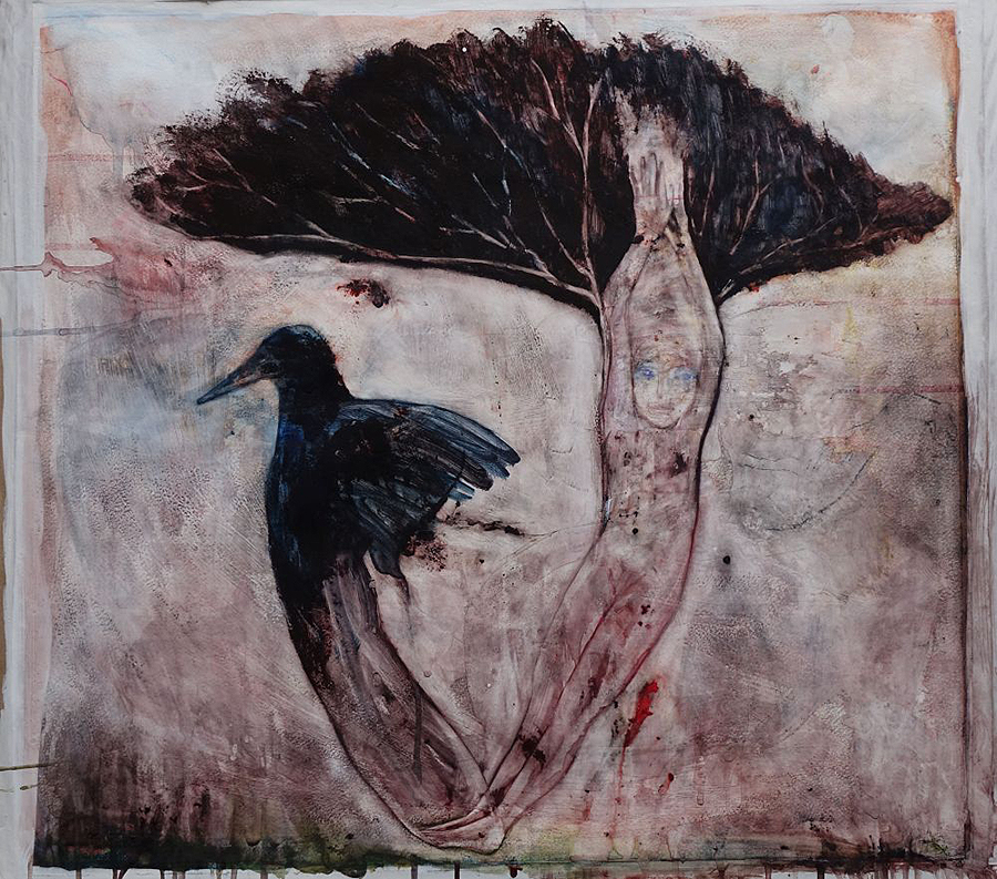2 The Bird My Brother Watercolour on gesso-prepared   paper 58 x 53 cm for email